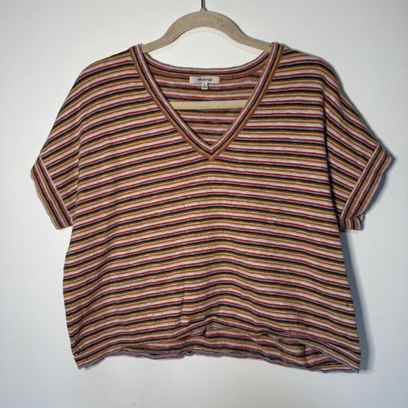 Madewell Striped Paulson Sweater Tee Boxy Fit Boho Oversized Fall - Picture 2 of 5